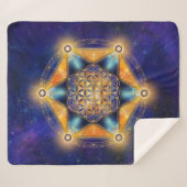 Couverture Sherpa Fleur de vie Merkaba Star - Géométrie sacrée (Devant (Horizontal))