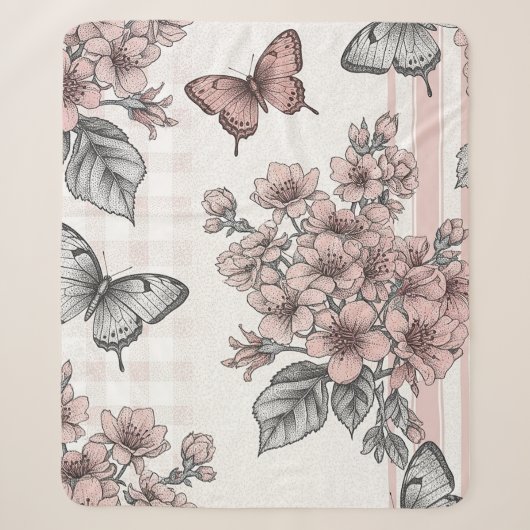 Couverture Sherpa Fleur d'Elegant Papillon (1) (Devant)