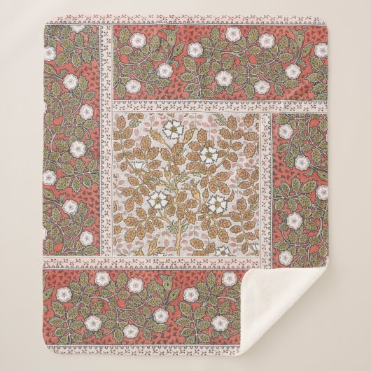 Couverture Sherpa Fleur d'illustration Rose sauvage Vintage (Devant)