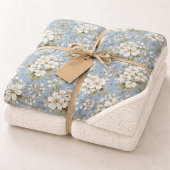 Couverture Sherpa Fleur Élégante Bleue
