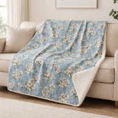 Couverture Sherpa Fleur Élégante Bleue