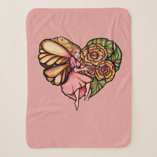 Couverture Sherpa Fleur Fée Jardin Fleurs Coeurs Fleurs Fées (Devant)