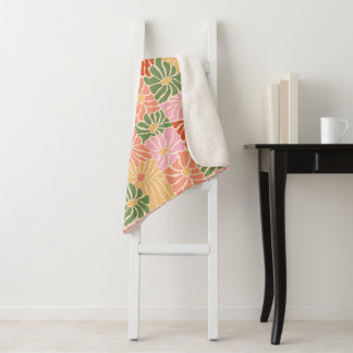 Couverture Sherpa Fleur groovy rétro