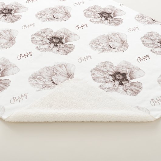 Couverture Sherpa Fleur illustrée de pavot (3/4)