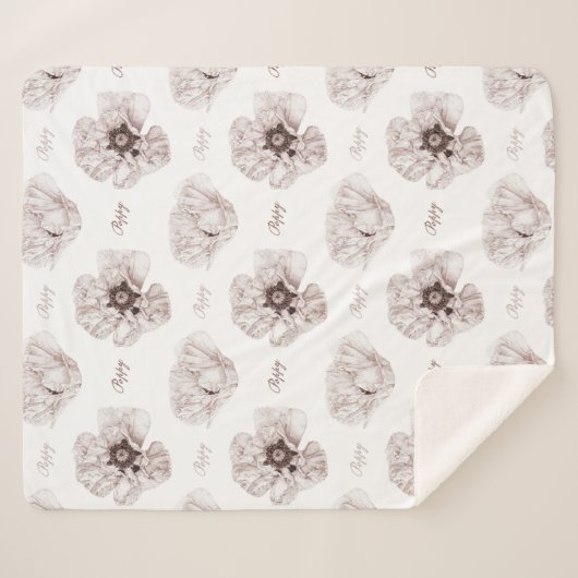Couverture Sherpa Fleur illustrée de pavot (Devant (Horizontal))