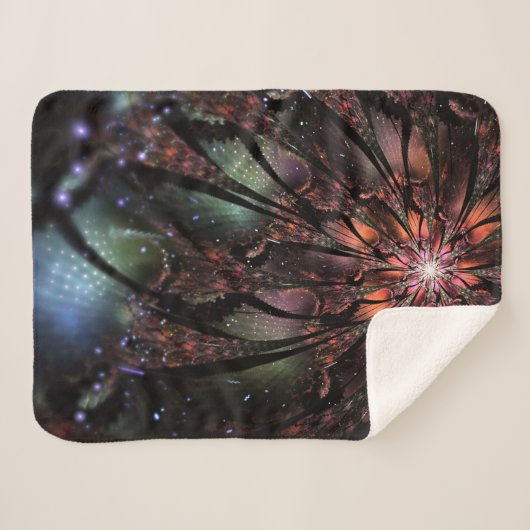 Couverture Sherpa Fleur imaginaire fractale douce et tendresse (Devant (Horizontal))