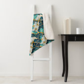 Couverture Sherpa Fleur Japonaise Sarcelle Or (En situation)