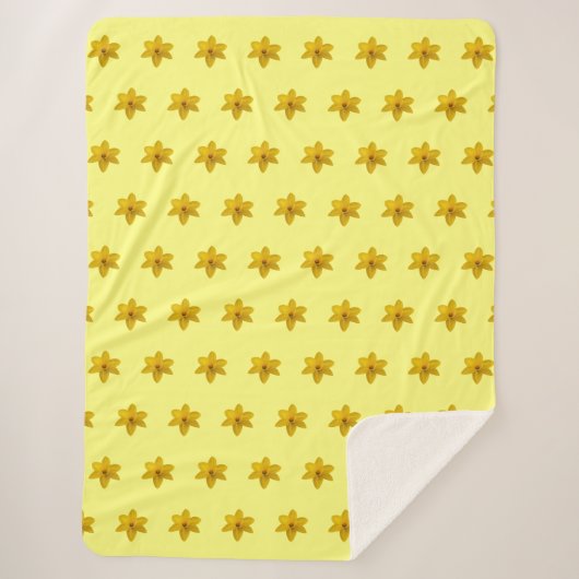 Couverture Sherpa Fleur jonquille jaune Motif sans couture sur (Devant)