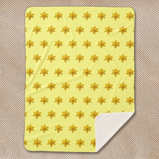Couverture Sherpa Fleur jonquille jaune Motif sans couture sur
