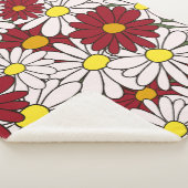 Couverture Sherpa Fleur marguerite rouge blanc (3/4)