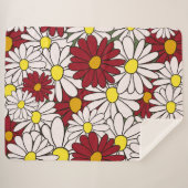Couverture Sherpa Fleur marguerite rouge blanc (Devant (Horizontal))