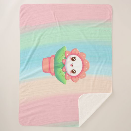 Couverture Sherpa Fleur mignonne, capricieuse en pot (Devant)