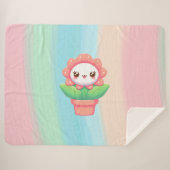 Couverture Sherpa Fleur mignonne, capricieuse en pot (Devant (Horizontal))