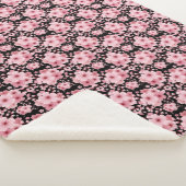 Couverture Sherpa Fleur mignonne noire rose cerise (3/4)