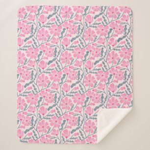 Couverture Sherpa Fleur moderne rose Abstrait du milieu du siècle