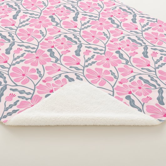 Couverture Sherpa Fleur moderne rose Abstrait du milieu du siècle (3/4)