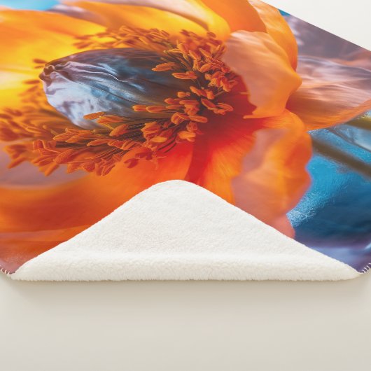 Couverture Sherpa Fleur orange (3/4)