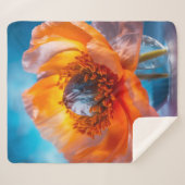 Couverture Sherpa Fleur orange (Devant (Horizontal))