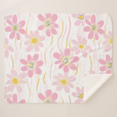 Couverture Sherpa Fleur pastel rétro (4) (Devant (Horizontal))