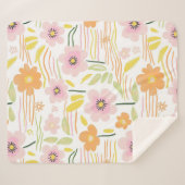 Couverture Sherpa Fleur pastel rétro (7) (Devant (Horizontal))