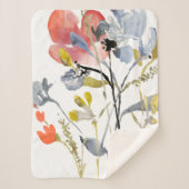 Couverture Sherpa Fleur recouverte - fleurs de pastel d'aquarelle (Devant)