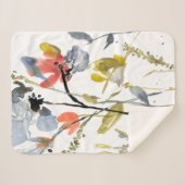 Couverture Sherpa Fleur recouverte - fleurs et tiges d'aquarelle (Devant (Horizontal))