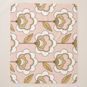 Couverture Sherpa Fleur rétro : motif vintage sans soudure.