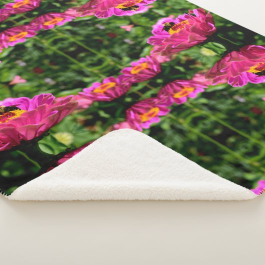 Couverture Sherpa Fleur rose avec bourdon fleurs roses mignonette ab (3/4)