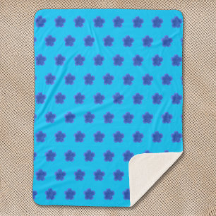 Couverture Sherpa Fleur Rose de mousse Motif sans couture sur bleu c