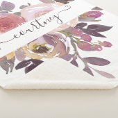 Couverture Sherpa Fleur rose pastel et violet personnalisée (3/4)