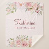 Couverture Sherpa Fleur rose pastel Floral Meilleure Maman Jamais (Devant)