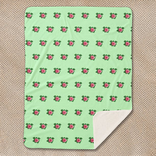 Couverture Sherpa Fleur rose rose Motif sans couture sur vert clair