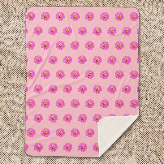 Couverture Sherpa Fleur rose Zinnia Motif sans couture sur