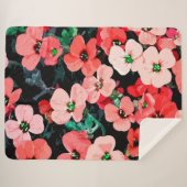 Couverture Sherpa Fleur rouge aquarelle (Devant (Horizontal))