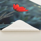 Couverture Sherpa Fleur Rouge Art de la Solitude de la Nuit Sombre (3/4)
