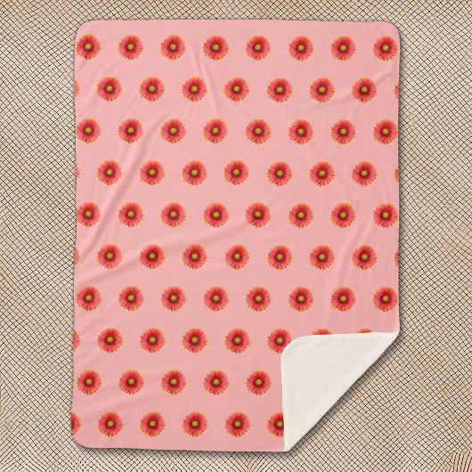 Couverture Sherpa Fleur rouge marguerite Motif sans couture sur