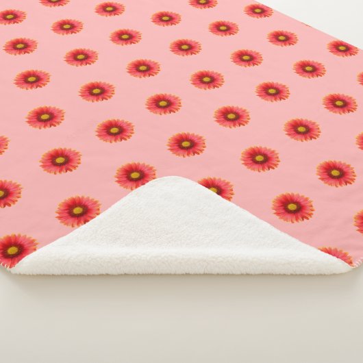 Couverture Sherpa Fleur rouge marguerite Motif sans couture sur (3/4)
