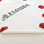 Couverture Sherpa Fleur rouge personnalisée à pois (3/4)