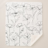 Couverture Sherpa Fleur sauvage de pavot noir et blanc minimal flora (Devant)