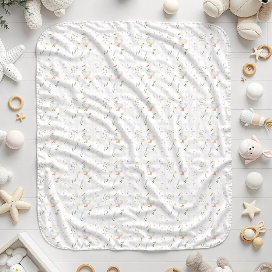 Couverture Sherpa Fleur sauvage d'oie En vichy Baby shower garçon