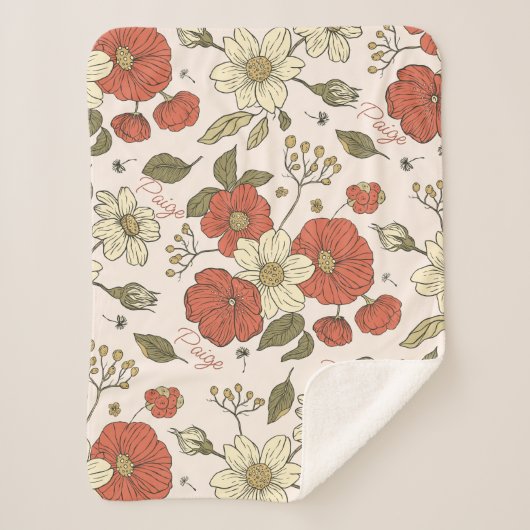 Couverture Sherpa Fleur sauvage, infirmière, Baby shower cadeau (Devant)