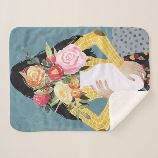 Couverture Sherpa Fleur Vase fille (Devant (Horizontal))