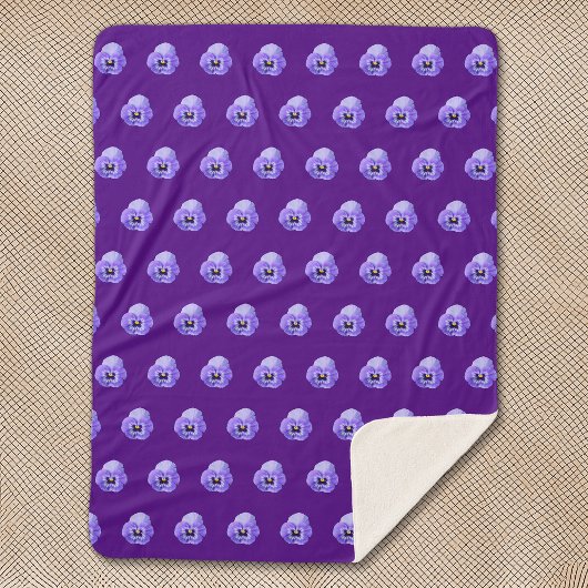 Couverture Sherpa Fleur violet Pansy Motif sans couture sur