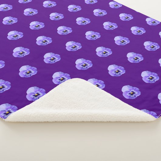 Couverture Sherpa Fleur violet Pansy Motif sans couture sur (3/4)