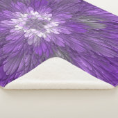 Couverture Sherpa Fleur Violette Abstraite Art Fractal Psychedélique (3/4)