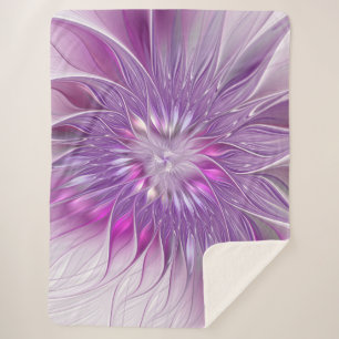 Couverture Sherpa Fleur violette rose Passion Abstrait Art fractal