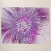 Couverture Sherpa Fleur violette rose Passion Abstrait Art fractal (Devant (Horizontal))