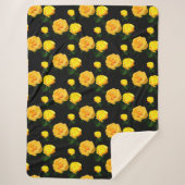 Couverture Sherpa fleuri jaune tendance (Devant)