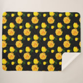 Couverture Sherpa fleuri jaune tendance (Devant (Horizontal))