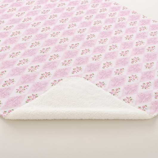 Couverture Sherpa Fleurie Rose (3/4)